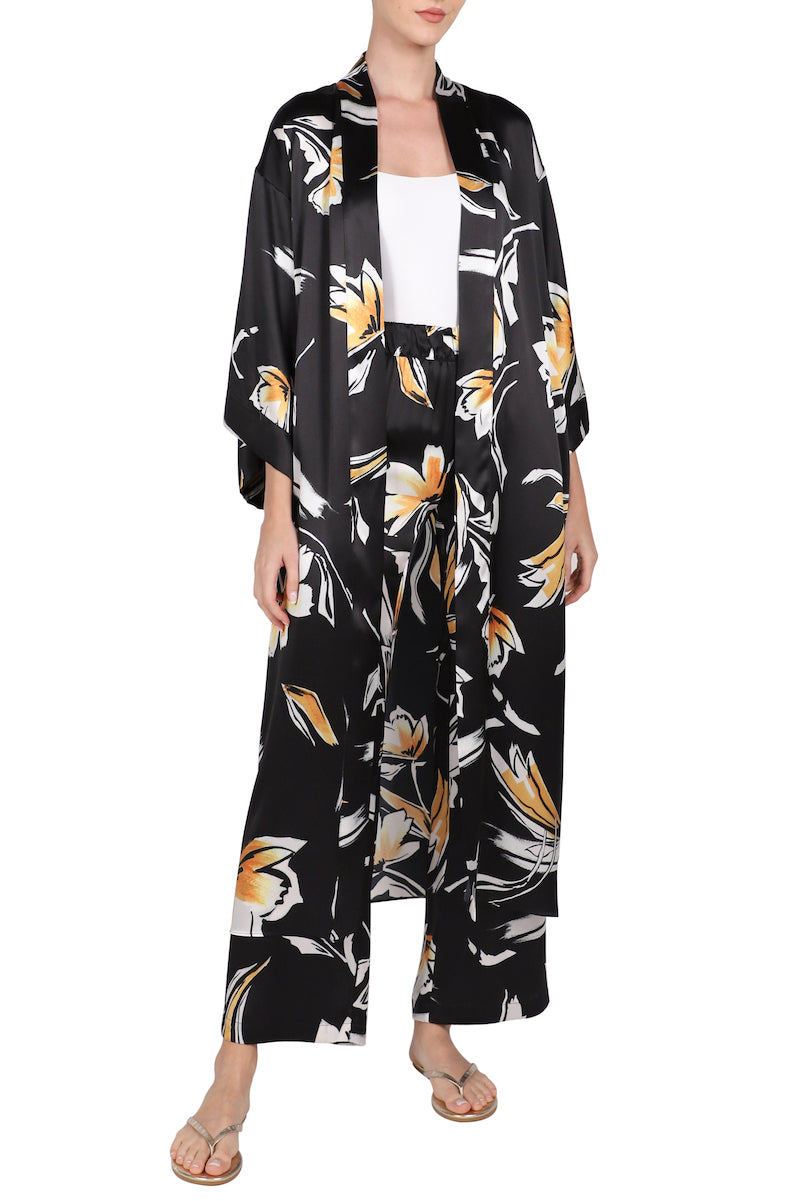 Printed Silk Chiffon Kimono – Marie France Van Damme