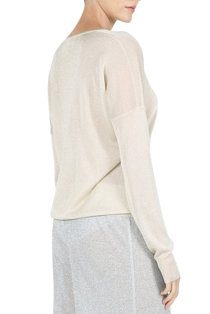 Metallic v clearance neck sweater