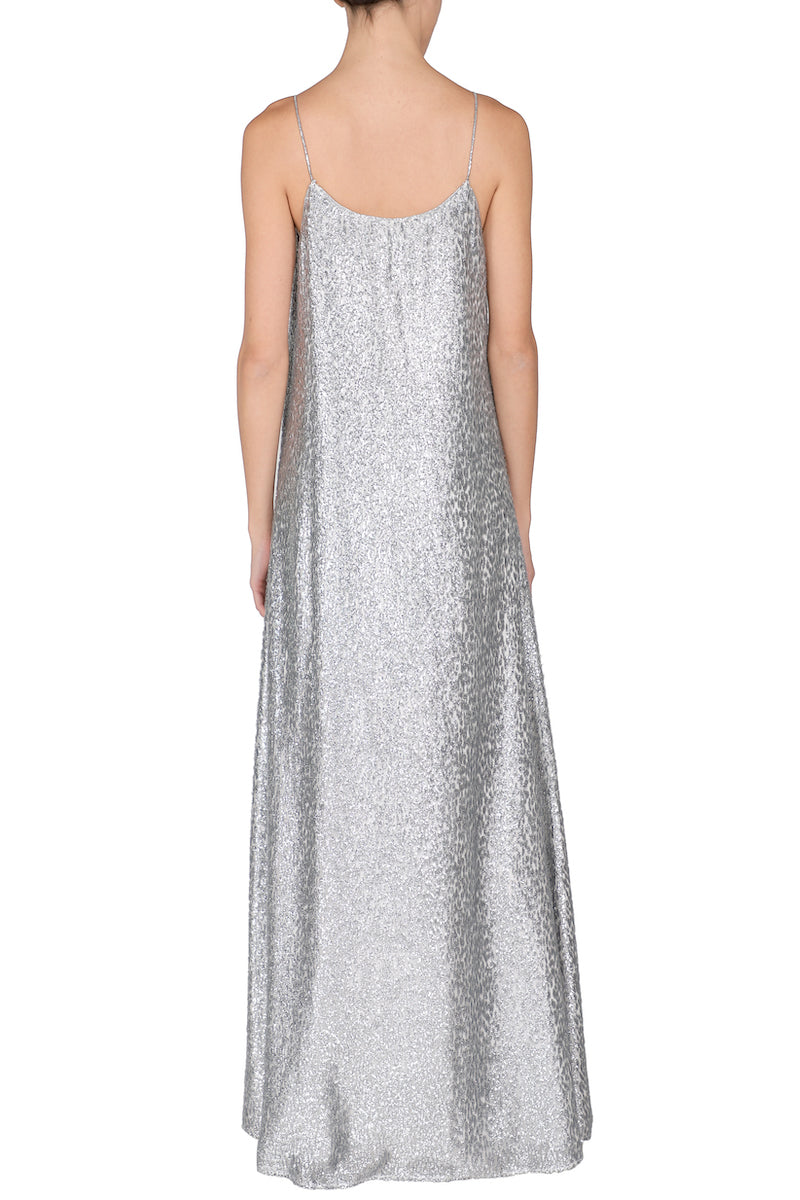 Metallic Long French Lace Cami Dress – Marie France Van Damme