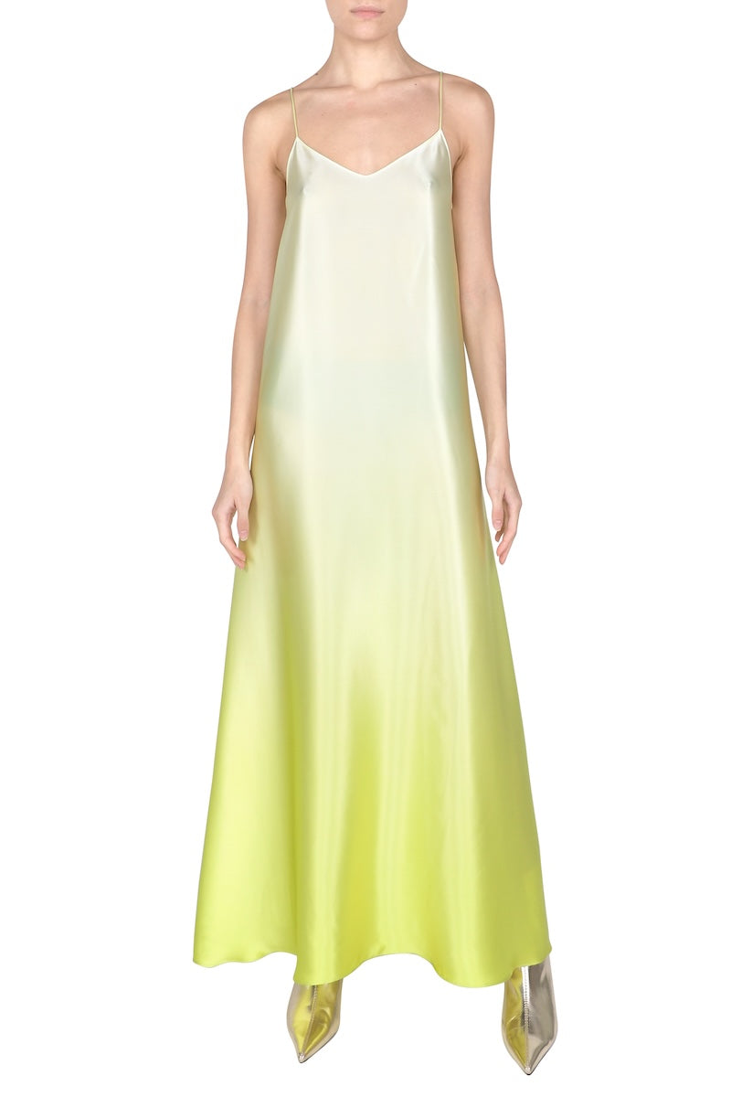 Marie France Van Damme Silk Satin Ombre Cami Dress 0 Lime Ombre