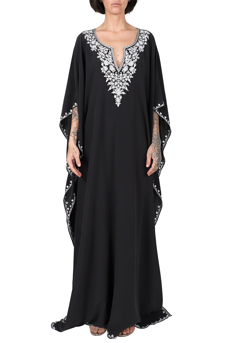 Silk Crepe de Chine Embroidered Boubou Caftan – Marie France Van Damme