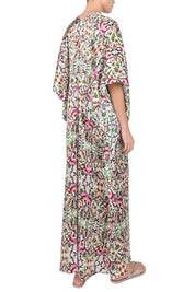 Silk Satin Boubou Fantasy Flower Caftan