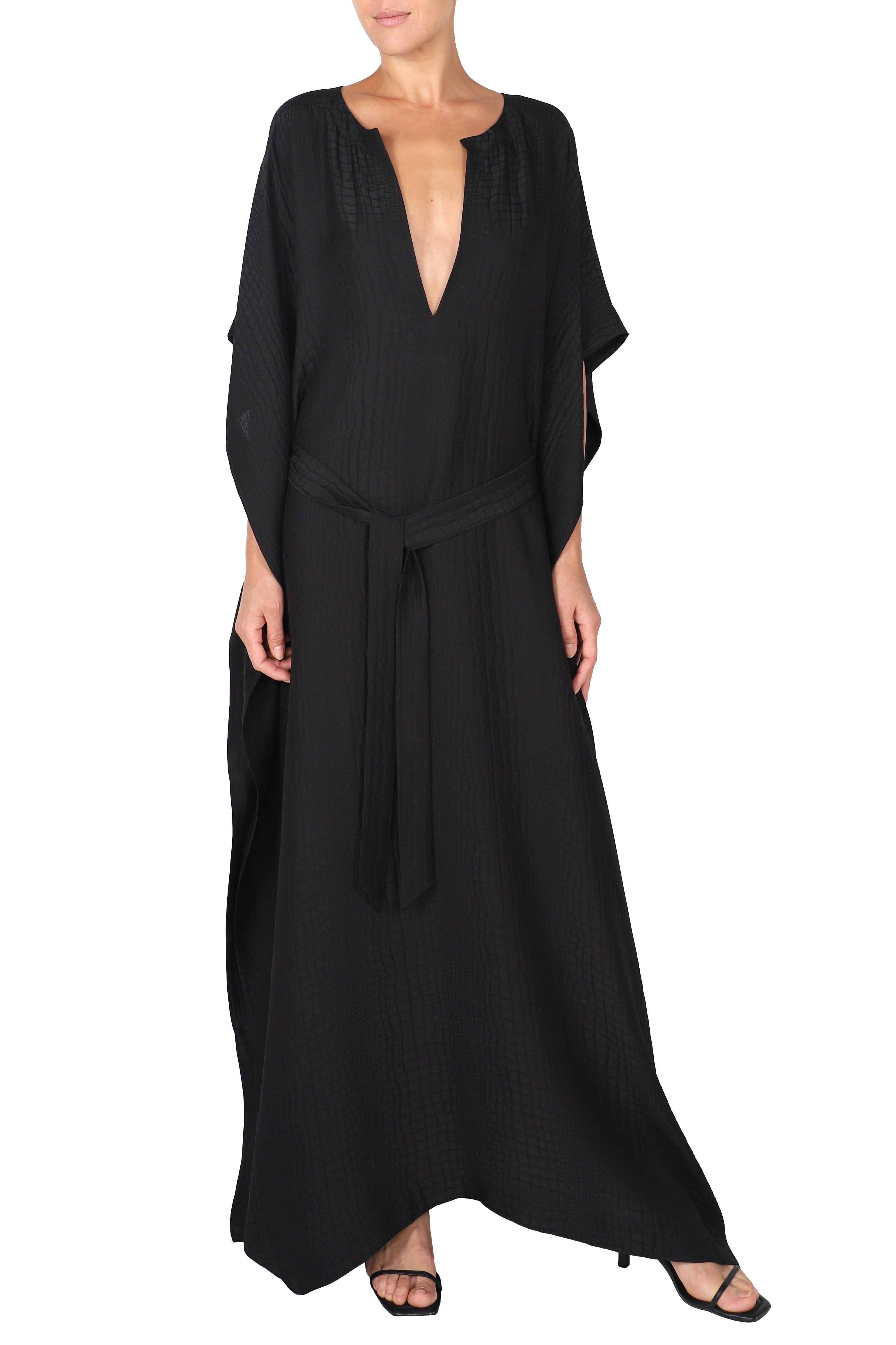 Silk Croco Boubou Caftan with Belt