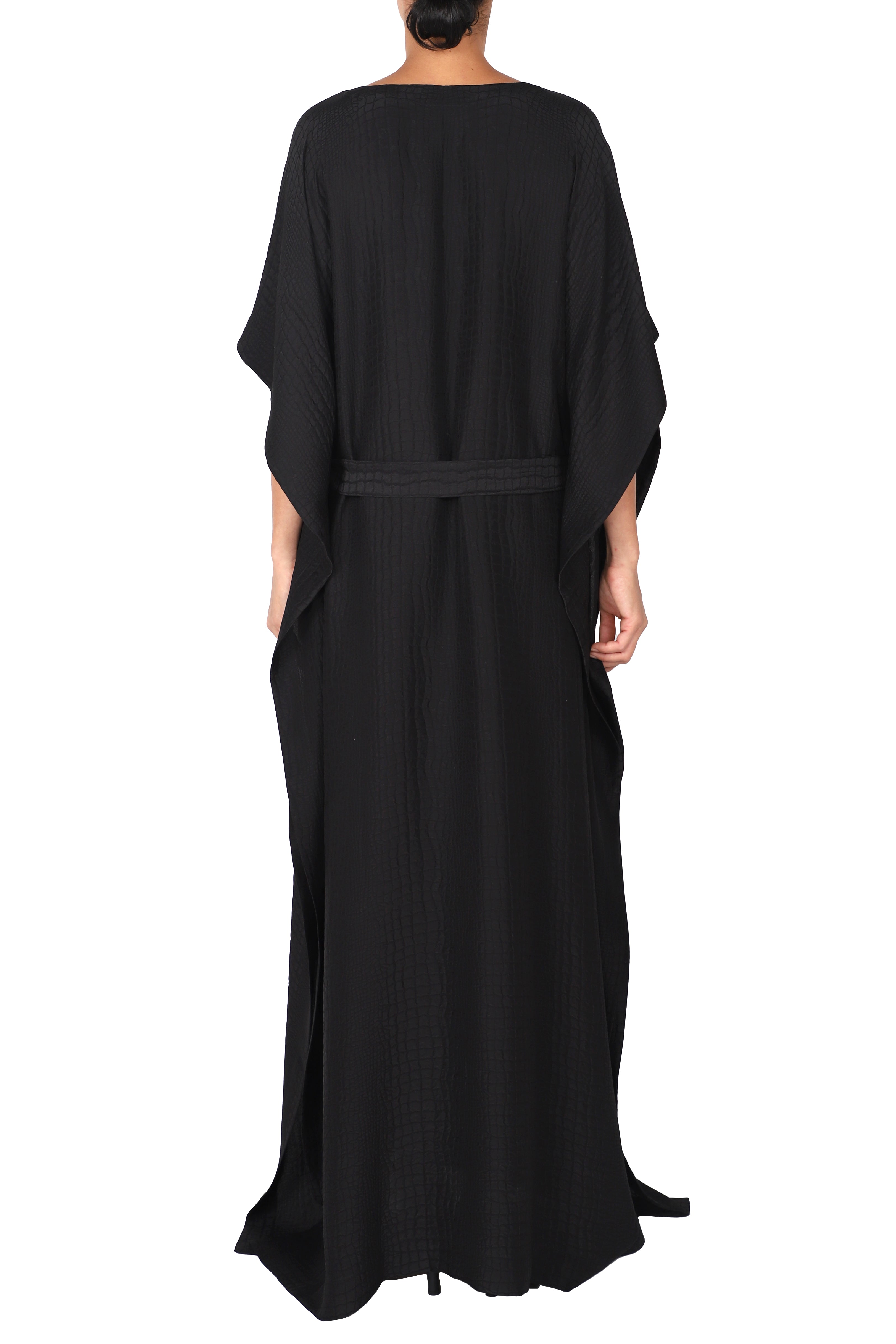 Silk Croco Boubou Caftan with Belt