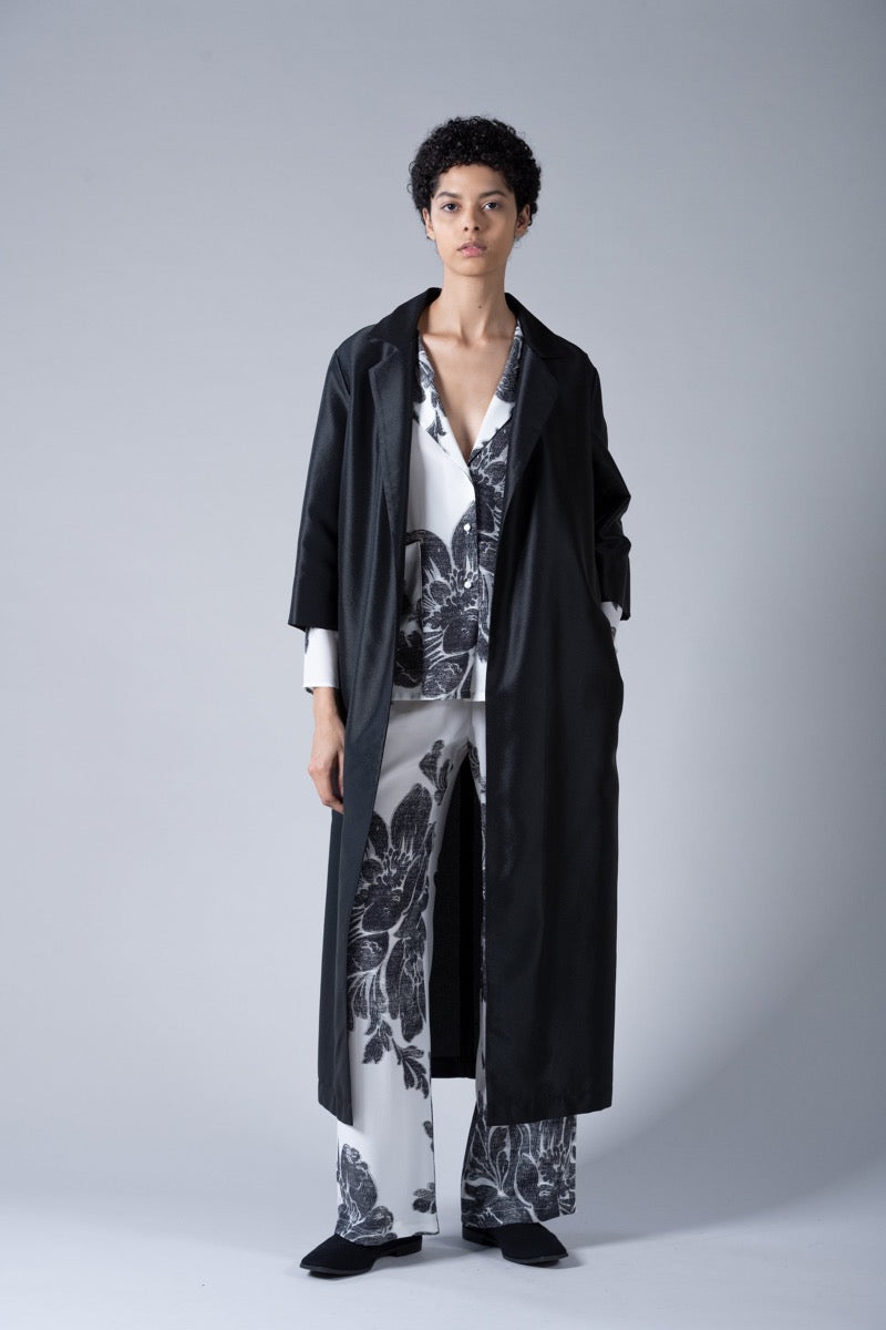 Long sales silk coat